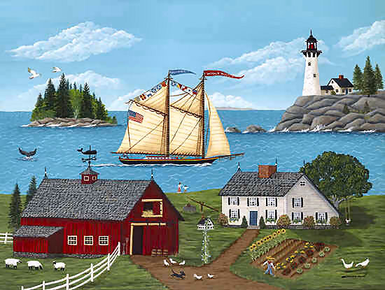 New England Retreat by Grammy Mouse Maine Coast Picture showing Maine Windjammer, Maine Saltwater Farm, and Maine Coast.