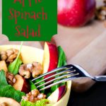 A delicious apple spinach salad recipe that is oh so tasty but also very healthy with the spinach, apple, walnut compnination. Great anytime you are serving pork roast or pork chops. And it is a delicious addition to a summer meal. Use eating apples like MacIntosh, Yellow Transparent, and Galas for this salad.