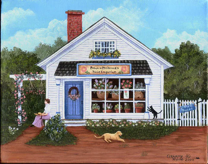 flowers, Maine, flower shop, folk art, Maine, Grammy Mouse, folk artist