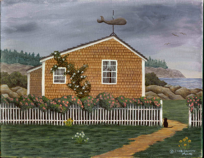 whale, weathervane, cottage, folk art, Grammy Mouse