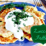 zucchini, zucchini recipe, zucchini recipes, fritters, zucchini fritters, recipe, sauce, dill, chives