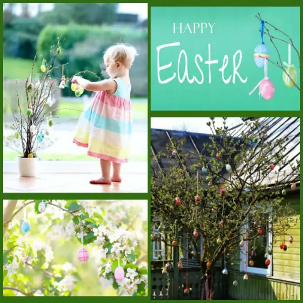 Making a Happy Easter Egg Tree with child, children