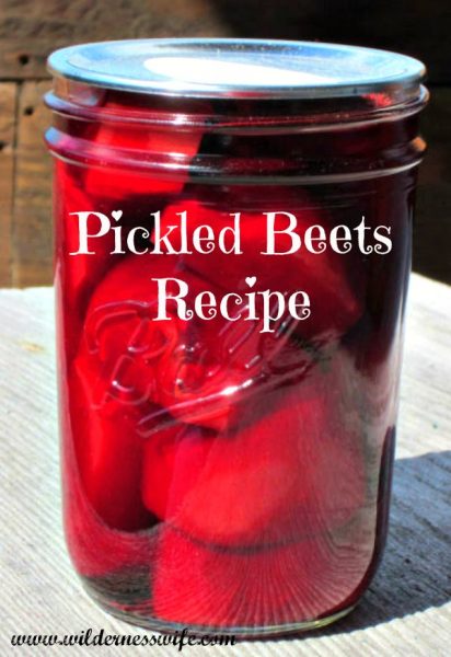 A glistening jar of ruby red pickled beets that I made using my easy pickled beets recipe.