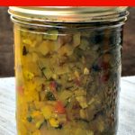 This tasty zucchini relish recipe is my favorite condiment and helps me use up all those huge zucchini from the garden.