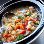 Slow Cooker Chicken Soup simmering in a crockpot