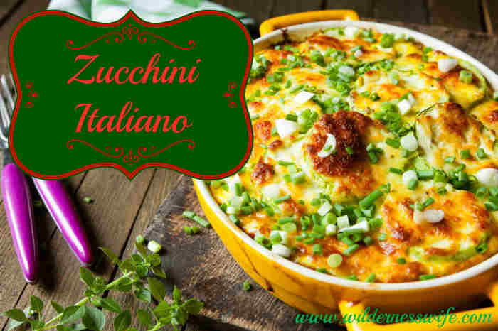  zucchini italiano casserole on wooden tabletop