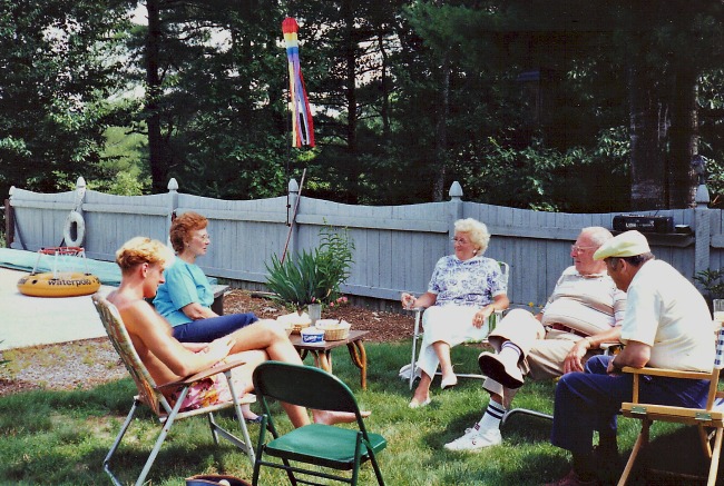 A Father's Day long past. As I look at this photo I can't help wonder if he is imparting some grandfatherly wisdom on my nephew, Johnathan, life lessons for a new generation.