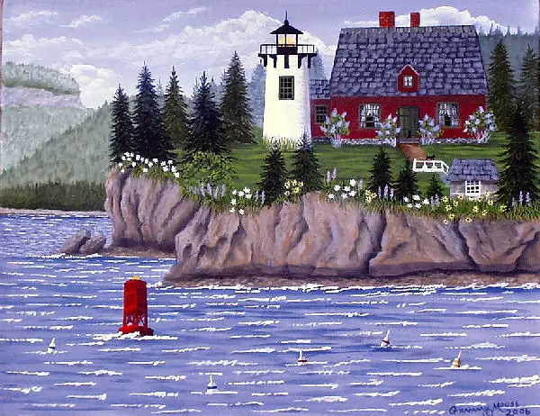 Folk art, Grammy Mouse, Bear Island Lighthouse, Maine lighthouse, Maine, Bar Harbor