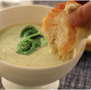 Bowl of Cream of Fiddlehead Soup