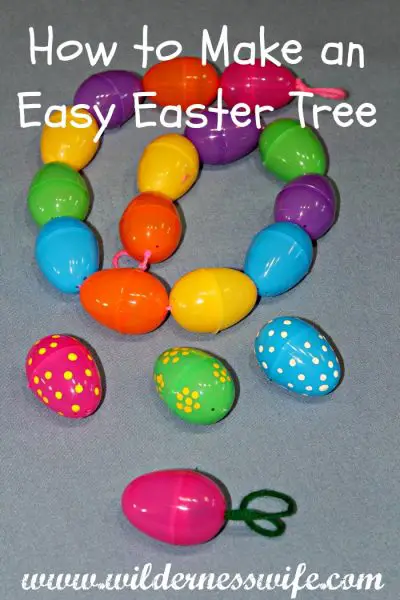 How to make an easy Easter Egg Tree with your children - make an Easter Egg Garland too.