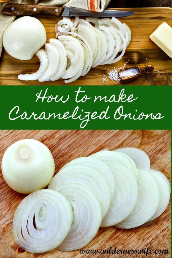 Slicing onions to make caramelized onions