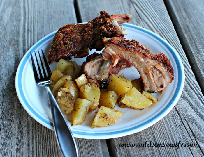 Plate of Smithfield®Extra Tender Pork Back Ribs with herbed potatoes