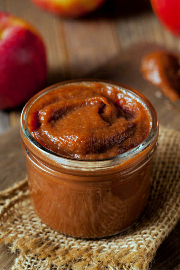 Jar of apple butter prepared from fresh apples from right here on my property
