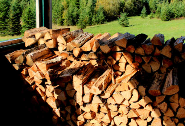 Neatly stacked forewood