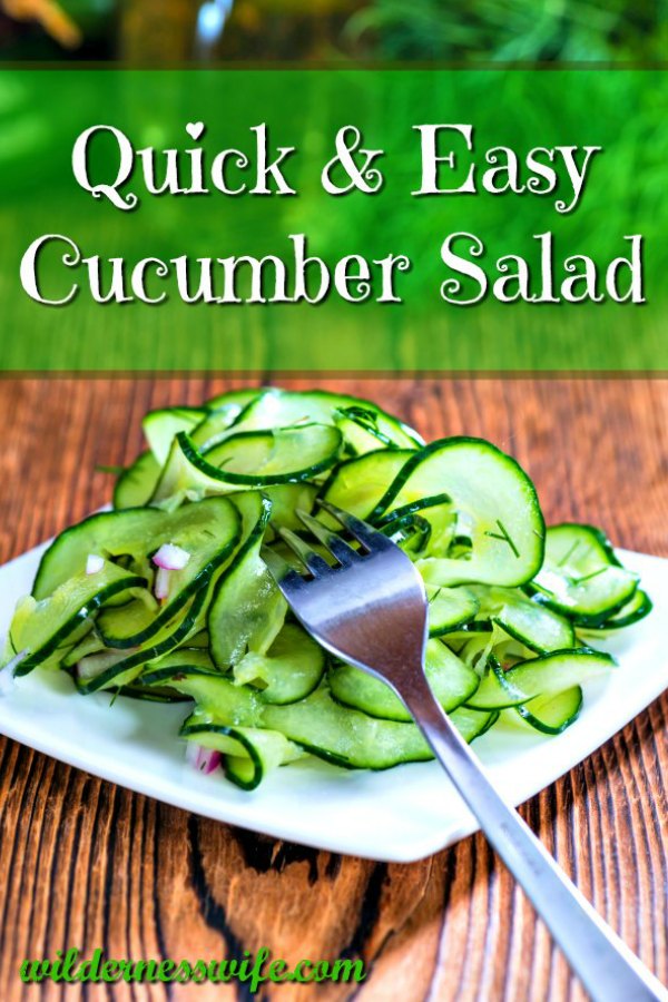 Crispy green Cucumber Salad on a white plate