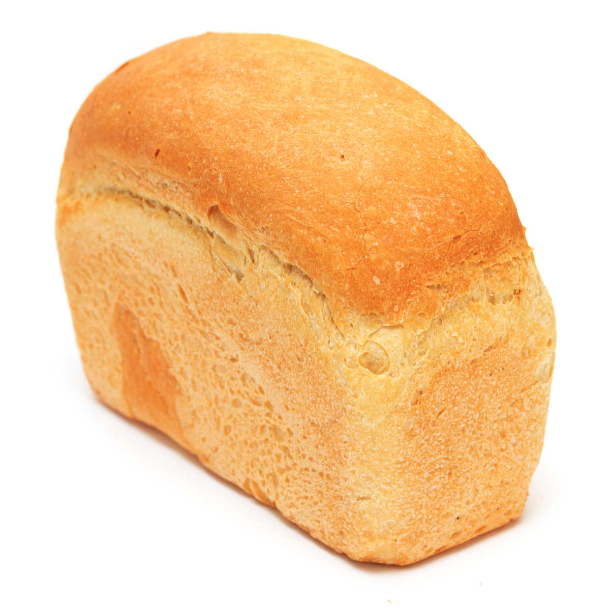 Loaf of white bread against a white background